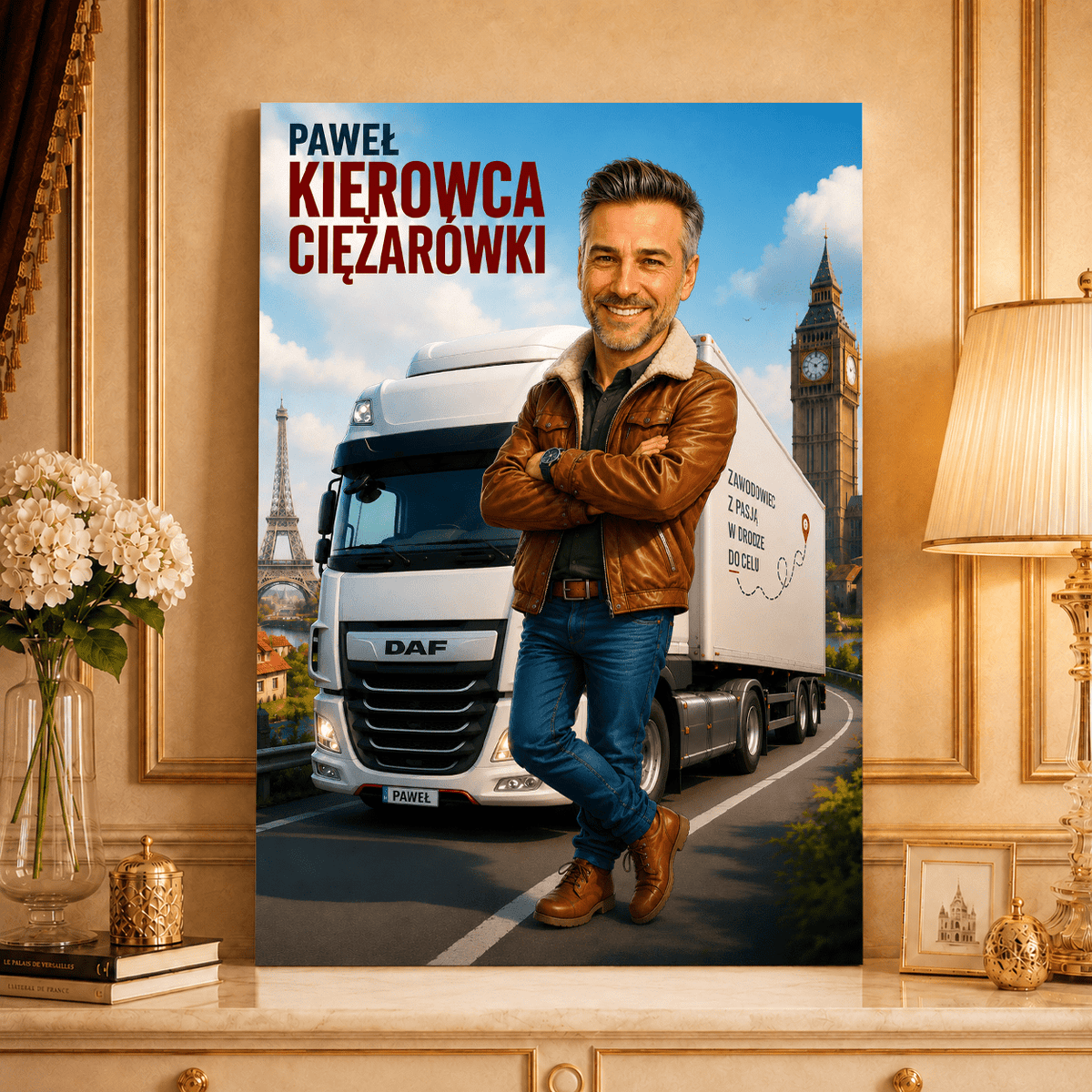 Portret ze zdjęcia na płótnie z jednym kadrem prezent dla kierowcy - Adamell.pl