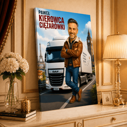 Portret ze zdjęcia na płótnie z jednym kadrem prezent dla kierowcy - Adamell.pl