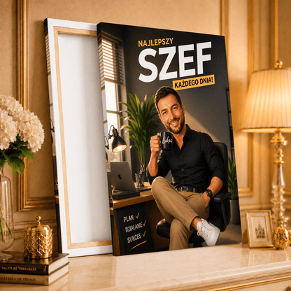 Portret ze zdjęcia na płótnie z życzeniami prezent dla szefa - Adamell.pl