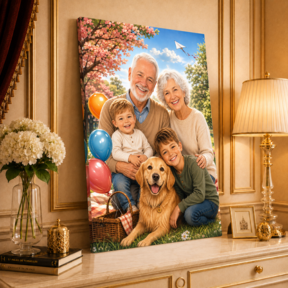 Portret ze zdjęcia na płótnie z życzeniami prezent na urodziny - Adamell.pl
