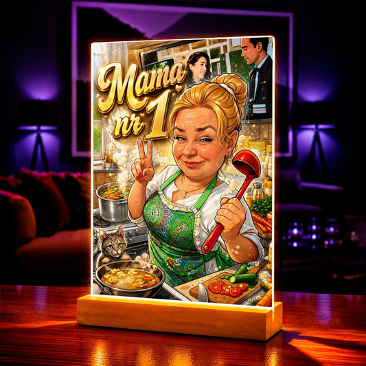 Portret ze zdjęcia na szkle akrylowym Mama nr 1 prezent dla mamy - Adamell.pl
