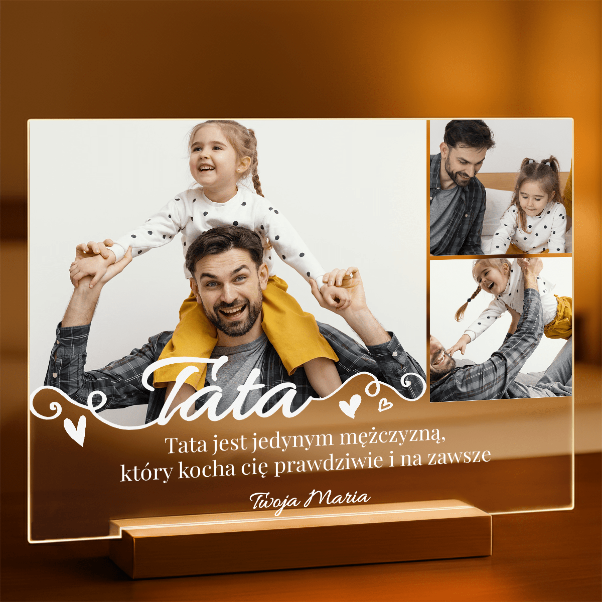 Prawdziwie kochać - Druk na szkle, spersonalizowany prezent dla taty - Adamell.pl
