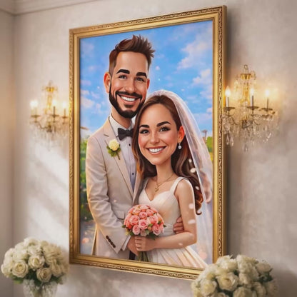 Portret ilustracja - druk na płótnie, spersonalizowany prezent dla pary