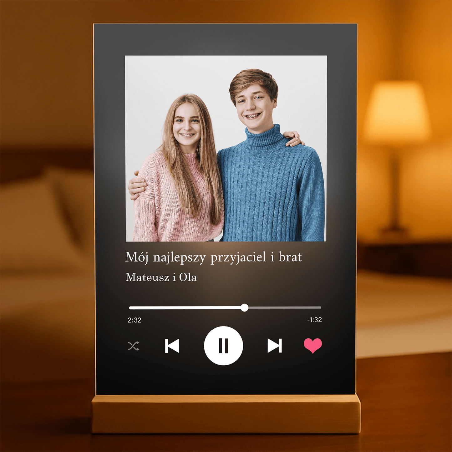Prezent dla brata Spotify - magiczny druk na szkle akrylowym, personalizowany prezent - Adamell.pl