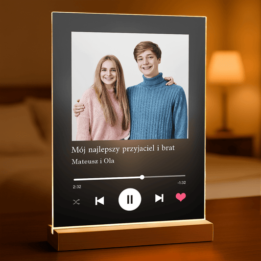 Prezent dla brata Spotify - magiczny druk na szkle akrylowym, personalizowany prezent - Adamell.pl