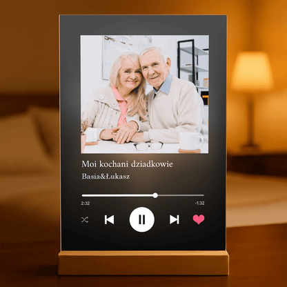 Prezent dla dziadków Spotify - magiczny druk na szkle akrylowym, personalizowany prezent - Adamell.pl