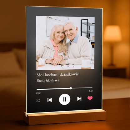 Prezent dla dziadków Spotify - magiczny druk na szkle akrylowym, personalizowany prezent - Adamell.pl