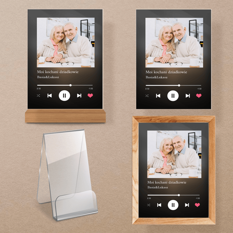 Prezent dla dziadków Spotify - magiczny druk na szkle akrylowym, personalizowany prezent - Adamell.pl