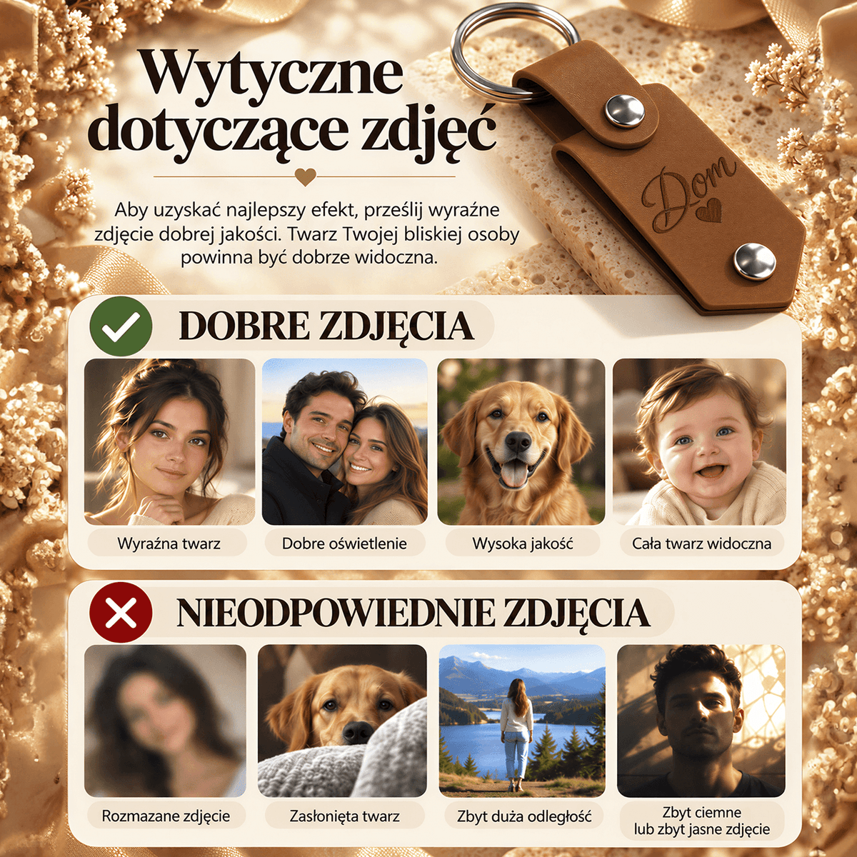 Prezent dla Pary Składany Brelok ze Zdjęciem Czekający Dom - Adamell.pl