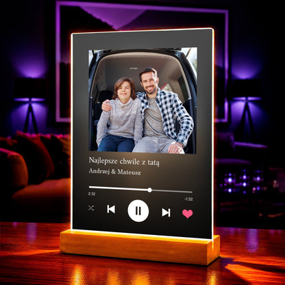 Prezent dla taty od syna Spotify - magiczny druk na szkle akrylowym, personalizowany prezent - Adamell.pl