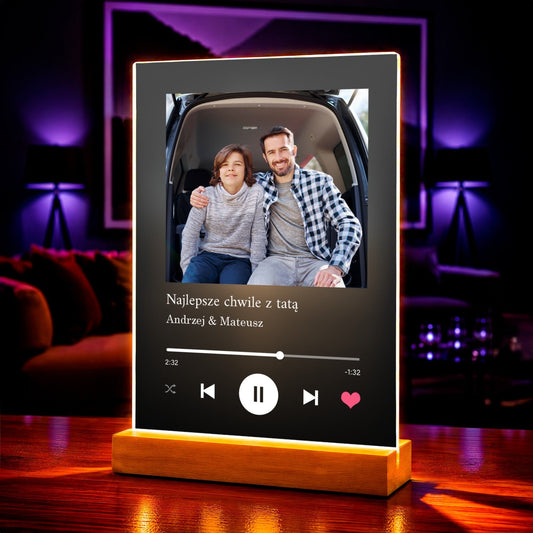 Prezent dla taty od syna Spotify - magiczny druk na szkle akrylowym, personalizowany prezent - Adamell.pl