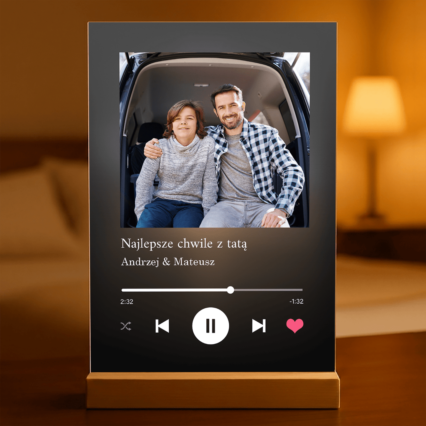 Prezent dla taty od syna Spotify - magiczny druk na szkle akrylowym, personalizowany prezent - Adamell.pl