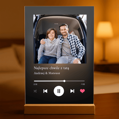Prezent dla taty od syna Spotify - magiczny druk na szkle akrylowym, personalizowany prezent - Adamell.pl