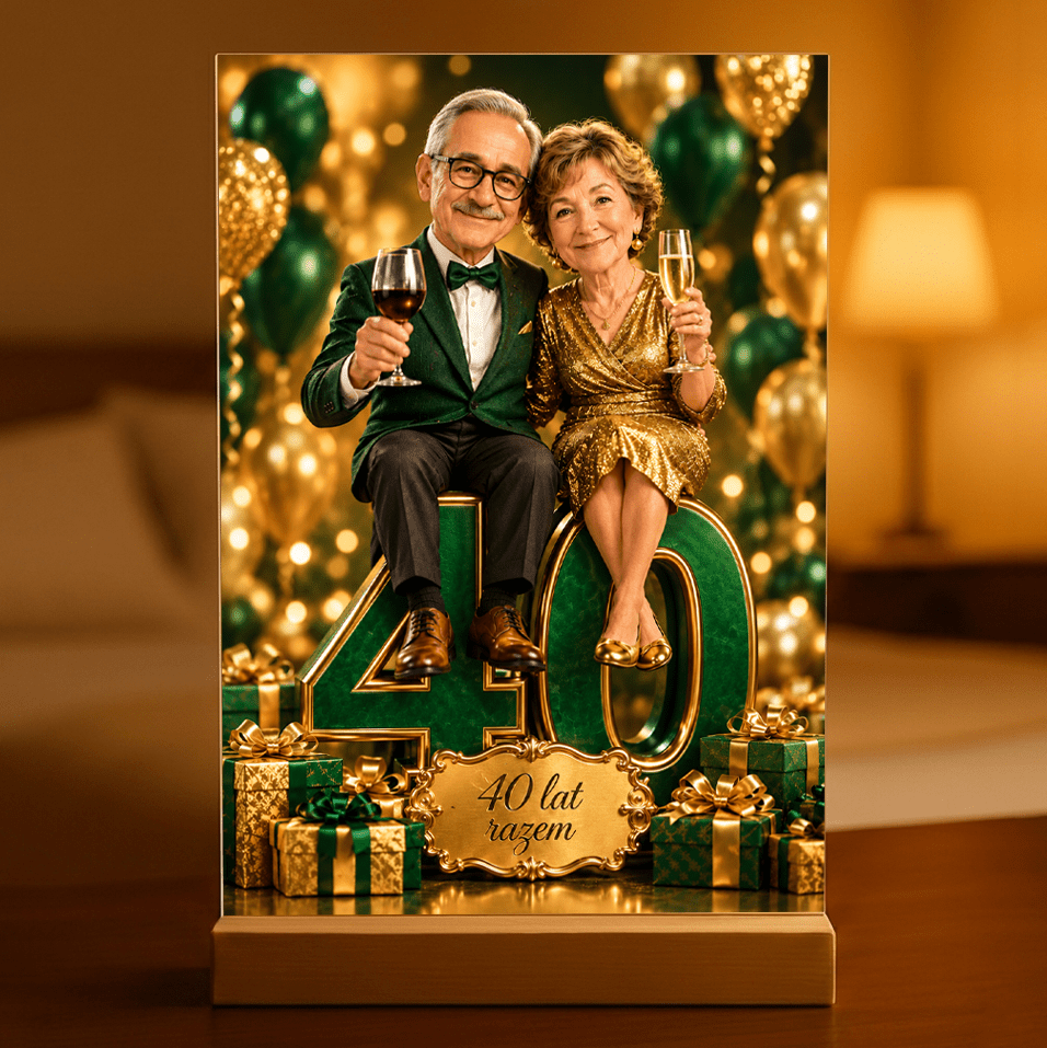 Prezent na rocznicę dla Pary – Portret na szkle akrylowym "Wspólne Lata" - Adamell.pl