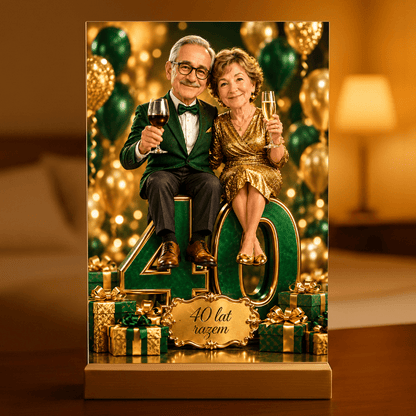 Prezent na rocznicę dla Pary – Portret na szkle akrylowym "Wspólne Lata" - Adamell.pl