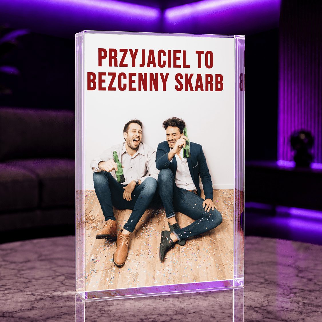 Przyjaciel to bezcenny skarb - Druk na szkle, spersonalizowany prezent dla przyjaciela - Adamell.pl