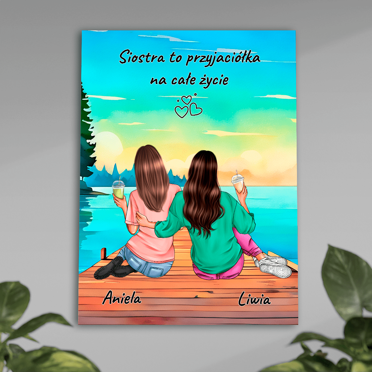 Przyjaciółka na całe życie Clipart - plakat, spersonalizowany prezent dla siostry - Adamell.pl