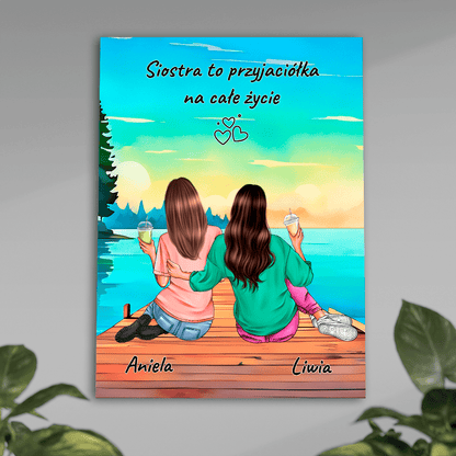 Przyjaciółka na całe życie Clipart - plakat, spersonalizowany prezent dla siostry - Adamell.pl