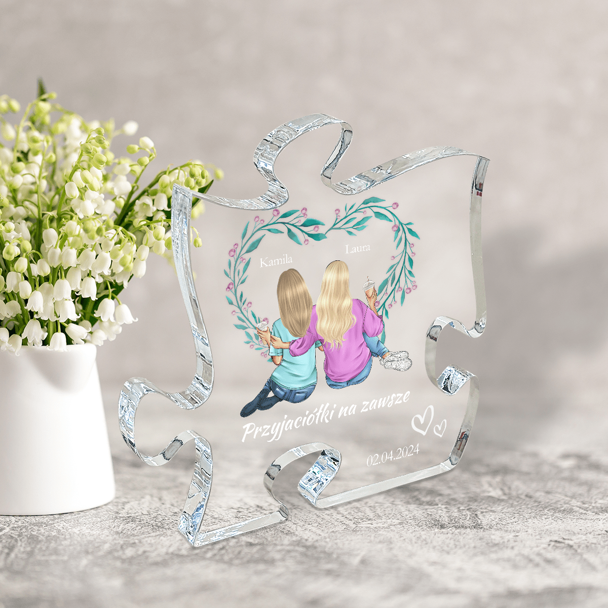 Przyjaciółki na zawsze Clipart - Druk na szkle - puzzel, spersonalizowany prezent dla przyjaciółki - Adamell.pl