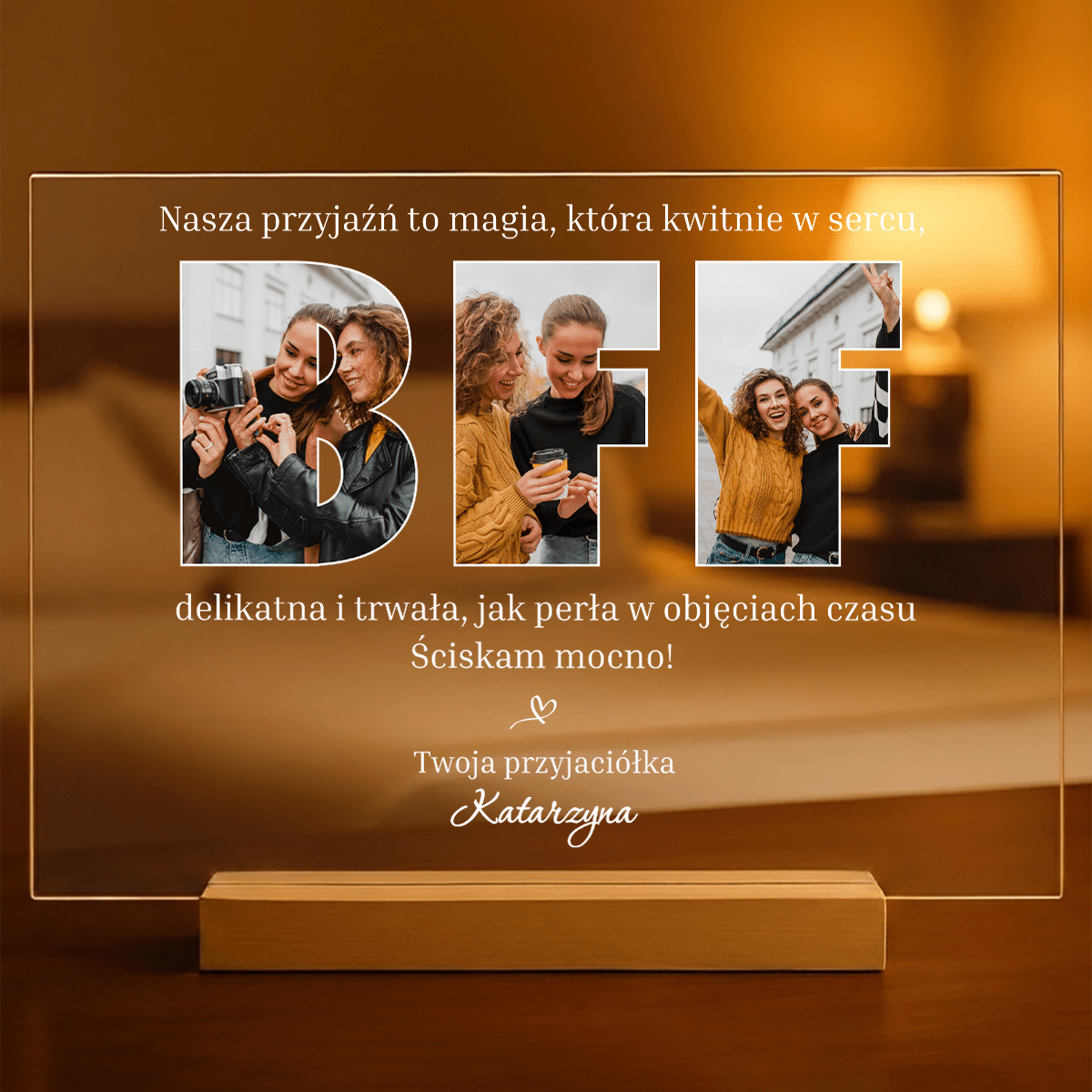 Przyjaźń to magia - Druk na szkle, spersonalizowany prezent dla przyjaciółki - Adamell.pl