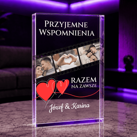 Przyjemne wspomnienia - Druk na szkle, spersonalizowany prezent dla pary - Adamell.pl