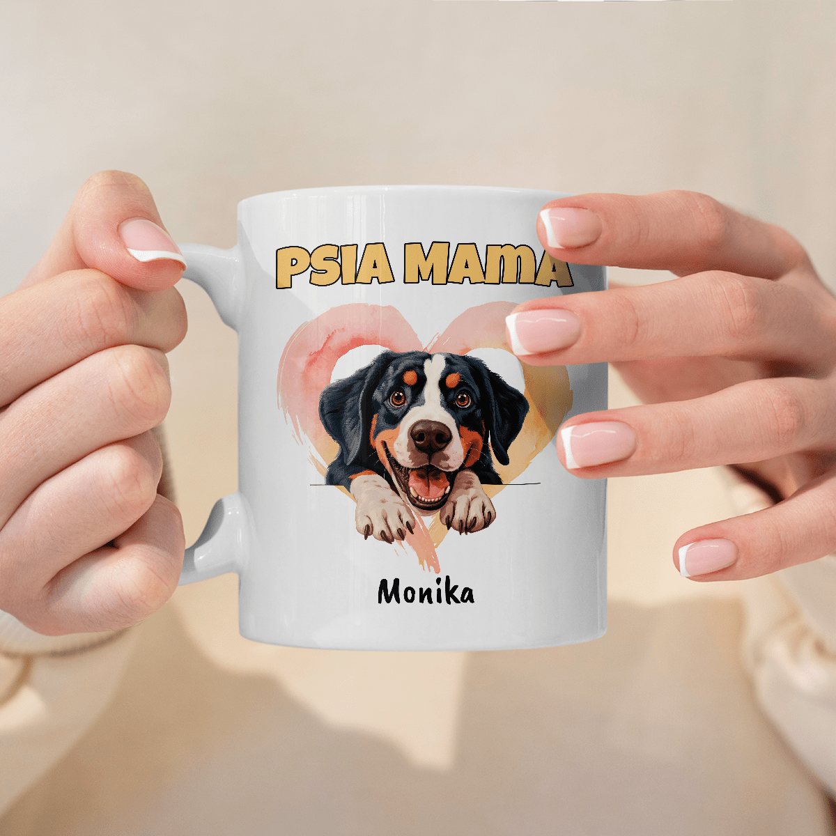 Psia mama - 1x Kubek z nadrukiem, spersonalizowany prezent dla miłośnika psów - Adamell.pl