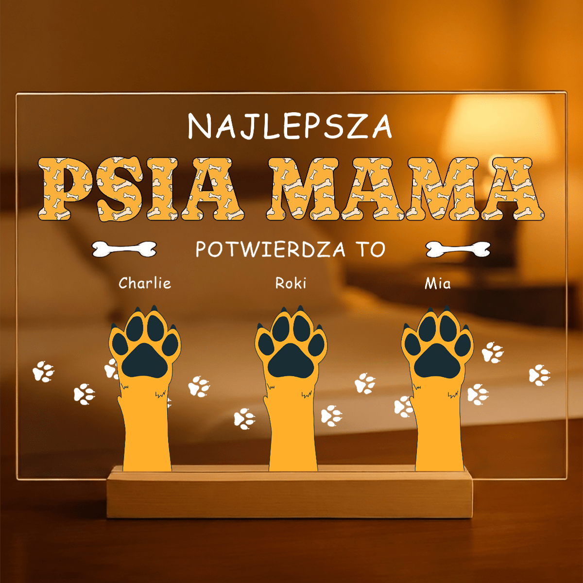 Psia mama - Druk na szkle, spersonalizowany prezent dla miłośnika psów - Adamell.pl