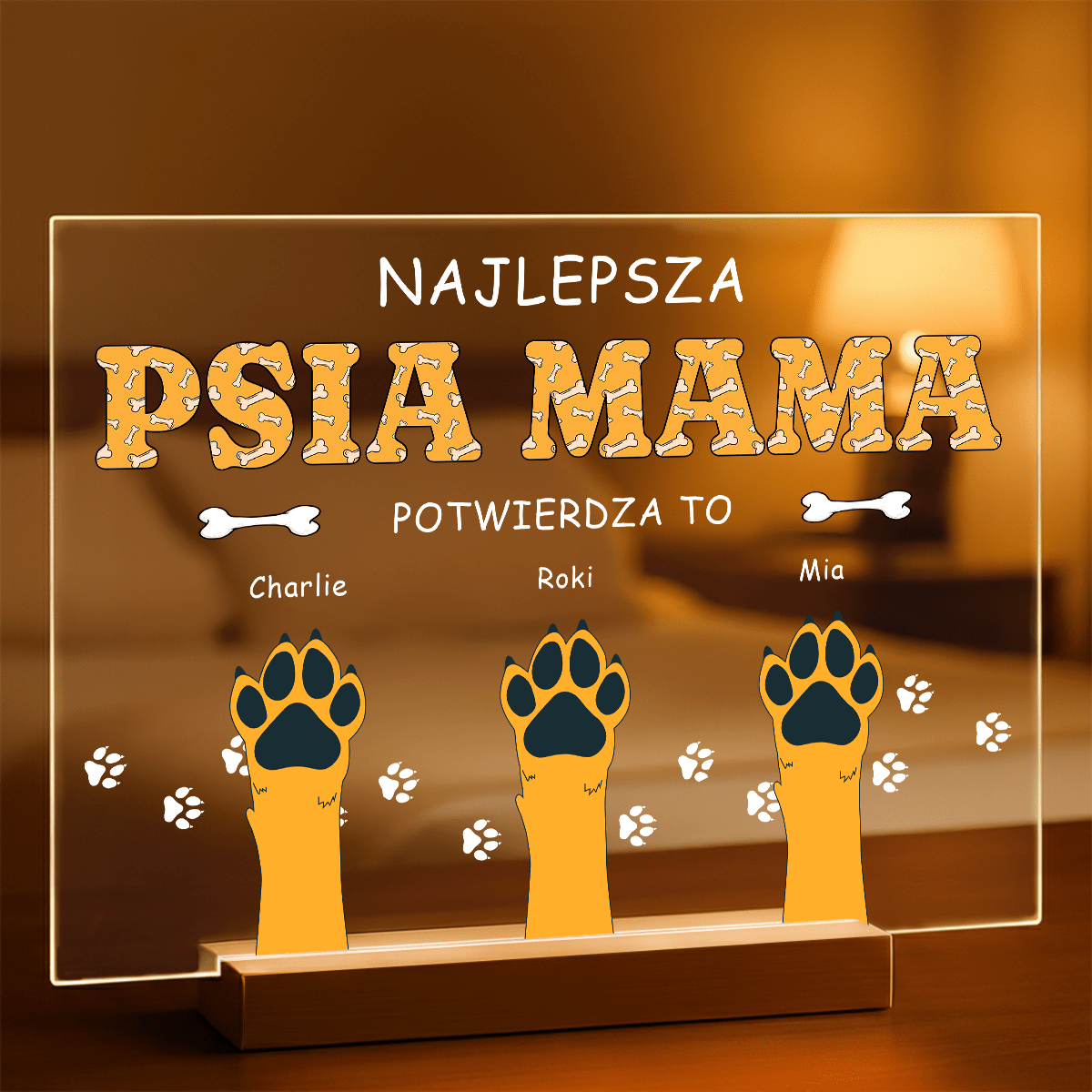 Psia mama - Druk na szkle, spersonalizowany prezent dla miłośnika psów - Adamell.pl
