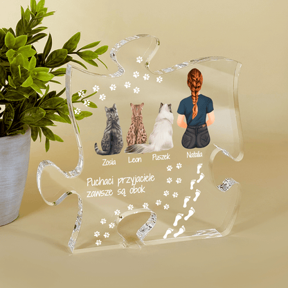 Puchaci przyjaciele - Druk na szkle - puzzel, spersonalizowany prezent dla właściciela kota - Adamell.pl