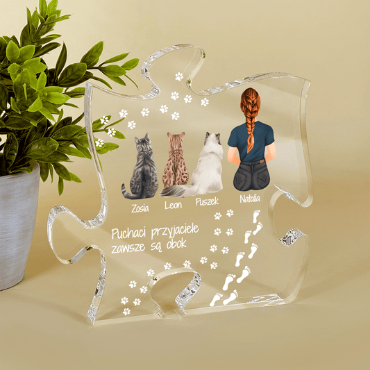 Puchaci przyjaciele - Druk na szkle - puzzel, spersonalizowany prezent dla właściciela kota - Adamell.pl