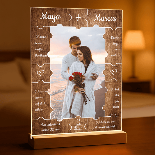 Puzzle + zdjęcie - Druk na szkle, spersonalizowany prezent dla pary - Adamell.pl