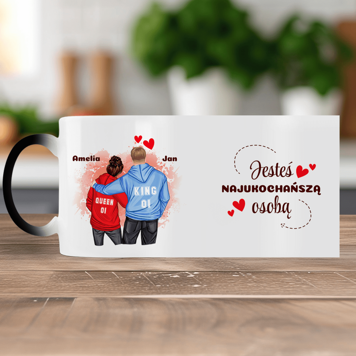 Queen & King - 1x Kubek magiczny z nadrukiem, spersonalizowany prezent dla pary - Adamell.pl
