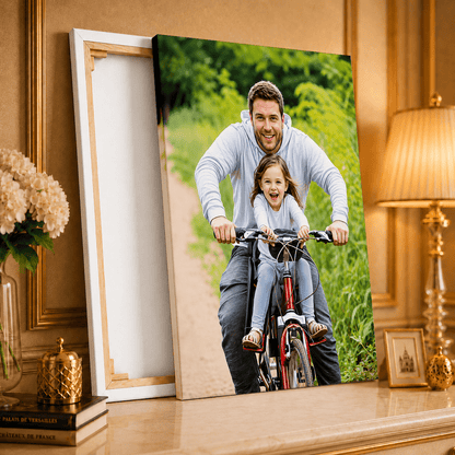 Realistyczny portret z tatą - druk na płótnie, spersonalizowany prezent dla taty - Adamell.pl
