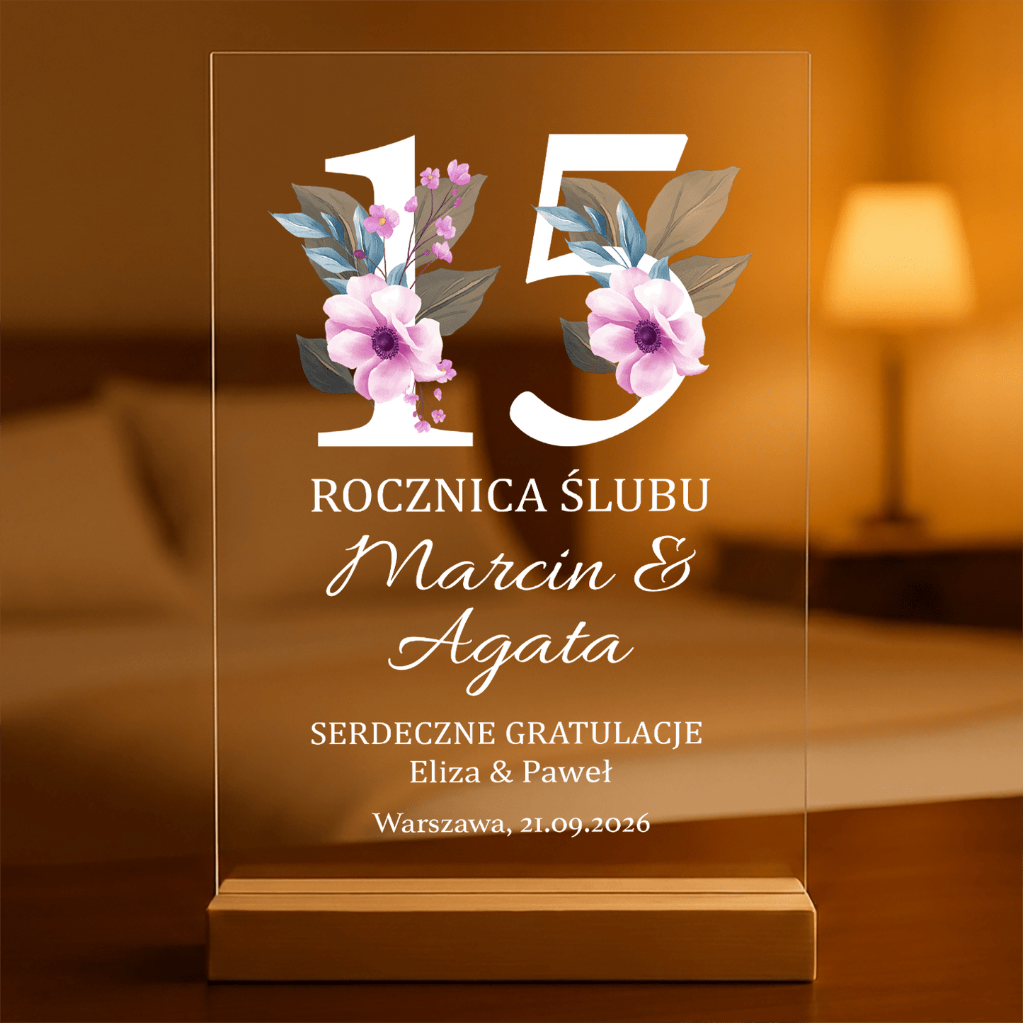 Rocznica ślubu - Druk na szkle, spersonalizowany prezent dla pary - Adamell.pl