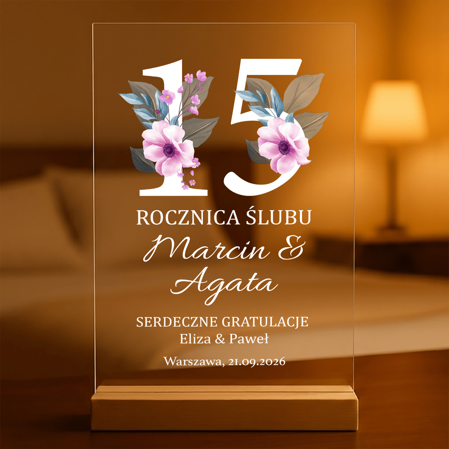 Rocznica ślubu - Druk na szkle, spersonalizowany prezent dla pary - Adamell.pl