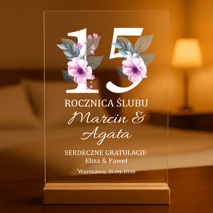 Rocznica ślubu - Druk na szkle, spersonalizowany prezent dla pary - Adamell.pl