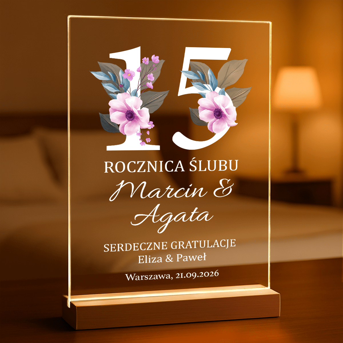 Rocznica ślubu - Druk na szkle, spersonalizowany prezent dla pary - Adamell.pl