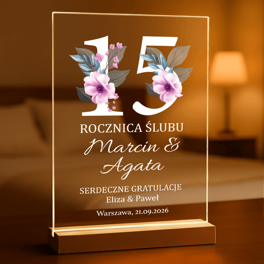 Rocznica ślubu - Druk na szkle, spersonalizowany prezent dla pary - Adamell.pl