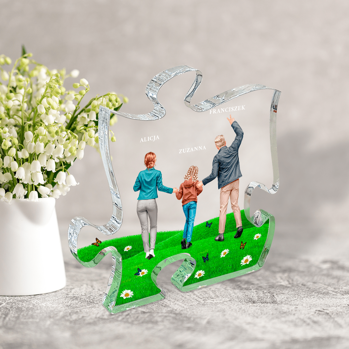 Rodzice z dzieckiem Clipart - Druk na szkle - puzzel, spersonalizowany prezent dla rodziców - Adamell.pl