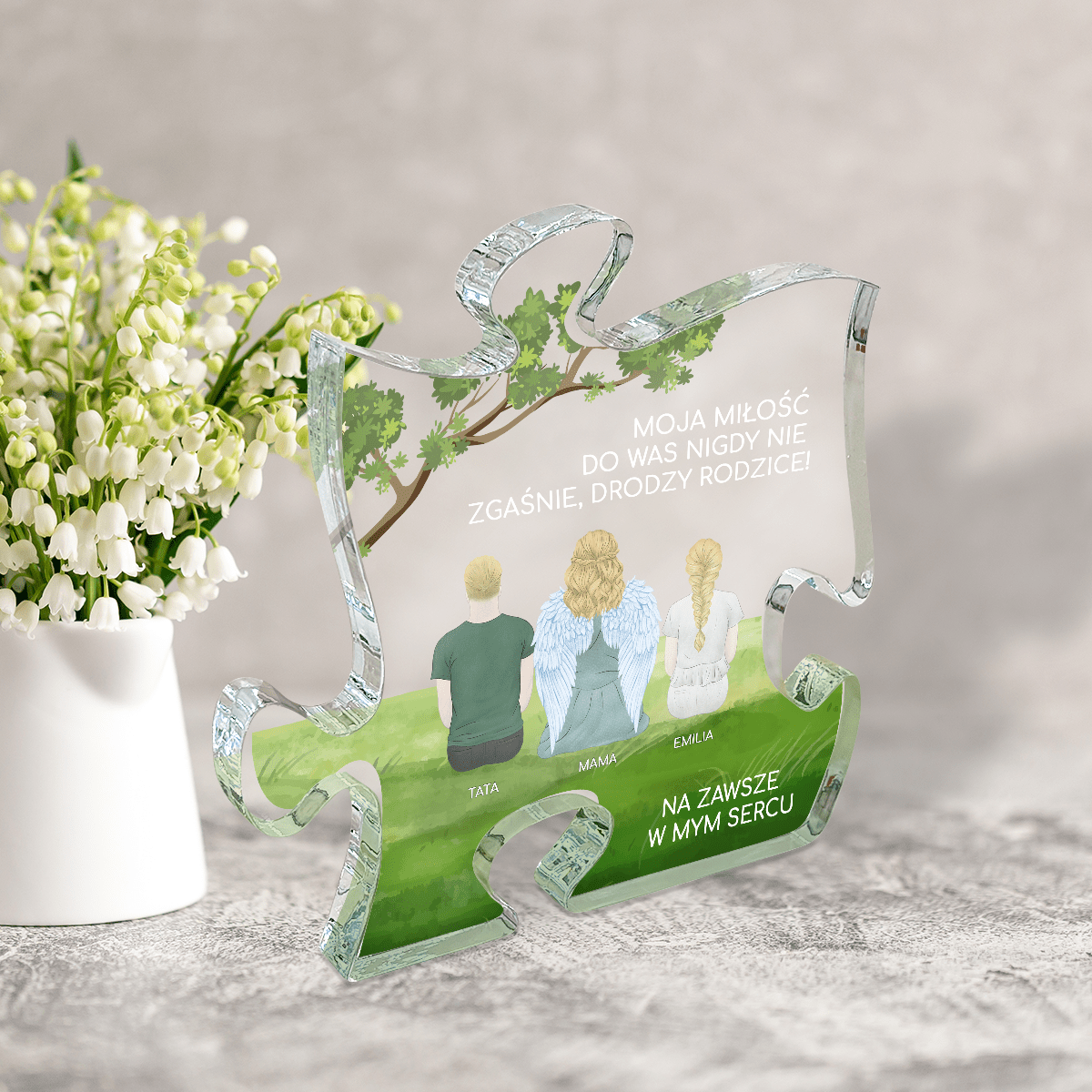 Rodzina Clipart - Druk na szkle - puzzel, spersonalizowany prezent dla rodziców - Adamell.pl