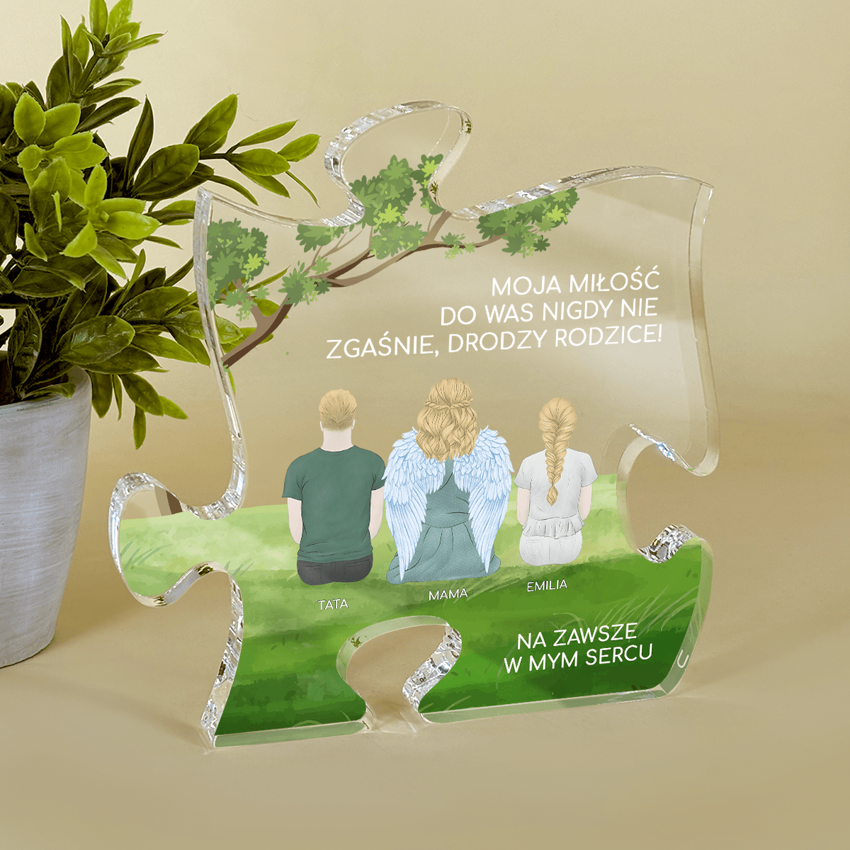 Rodzina Clipart - Druk na szkle - puzzel, spersonalizowany prezent dla rodziców - Adamell.pl