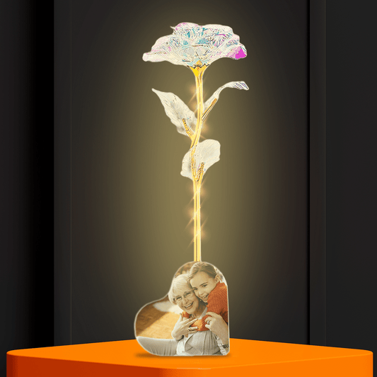 Róża wieczna kryształowa LED ze spersonalizowanym nadrukiem DLA BABCI - Adamell.pl