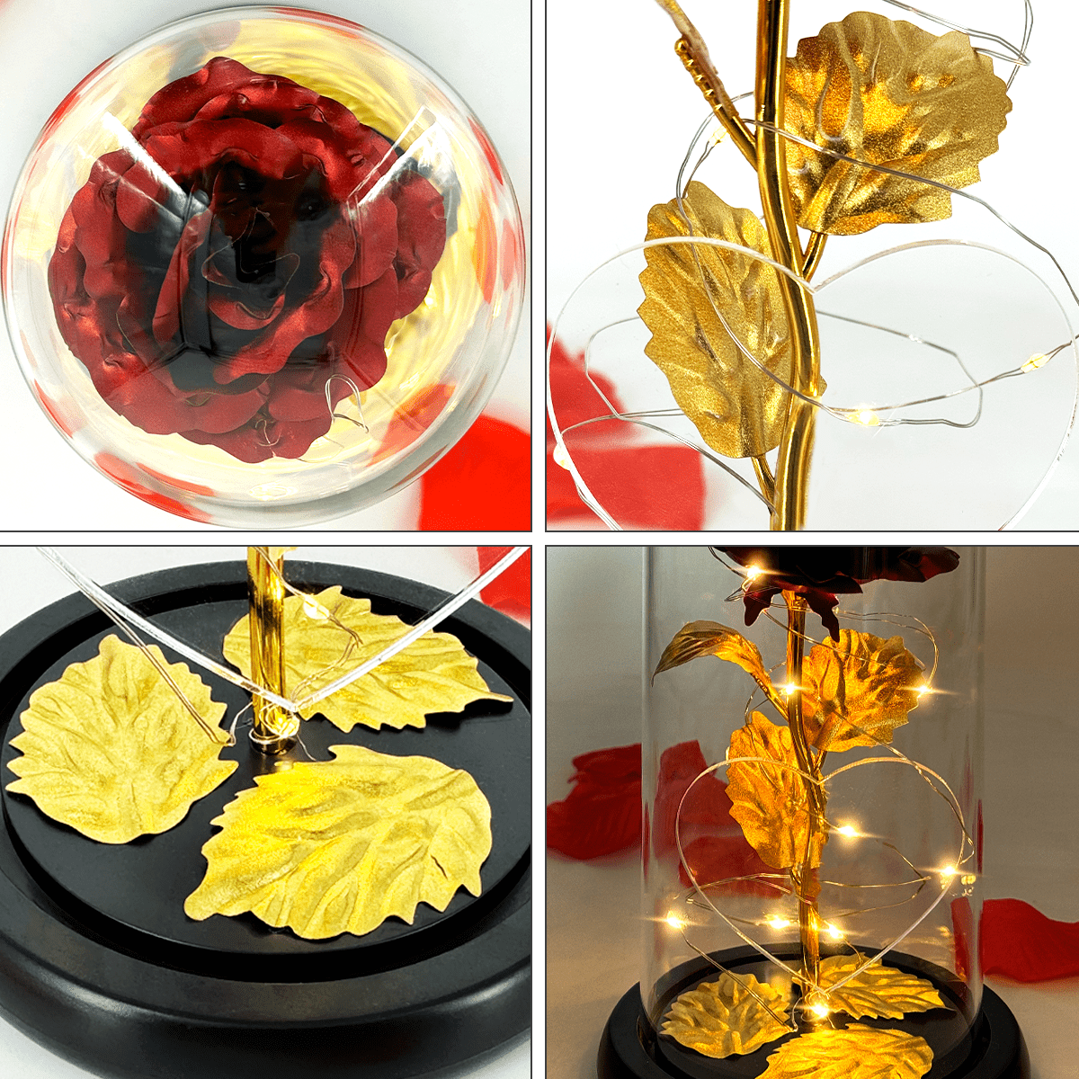 Róża wieczna LED w szkle + spersonalizowane serce NAJLEPSZA MAMA - Adamell.pl