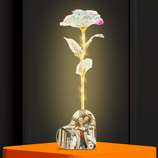 Róża wieczna tęczowa LED ze spersonalizowanym nadrukiem PRZYJACIÓŁKA - Adamell.pl