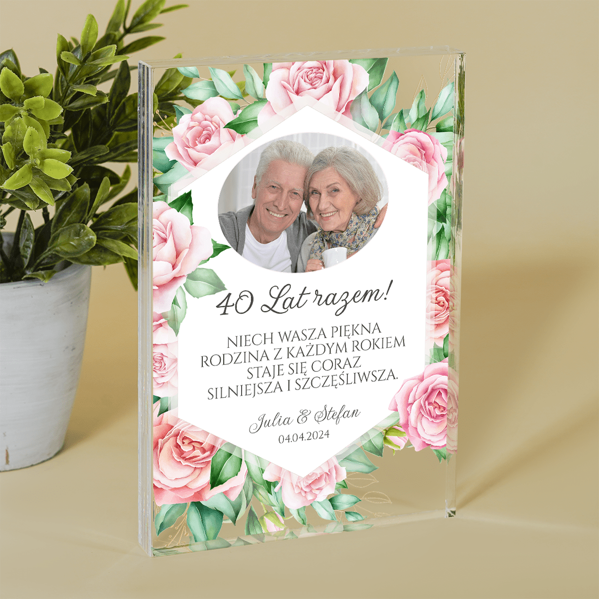 Rubinowe gody - Druk na szkle, spersonalizowany prezent dla pary - Adamell.pl