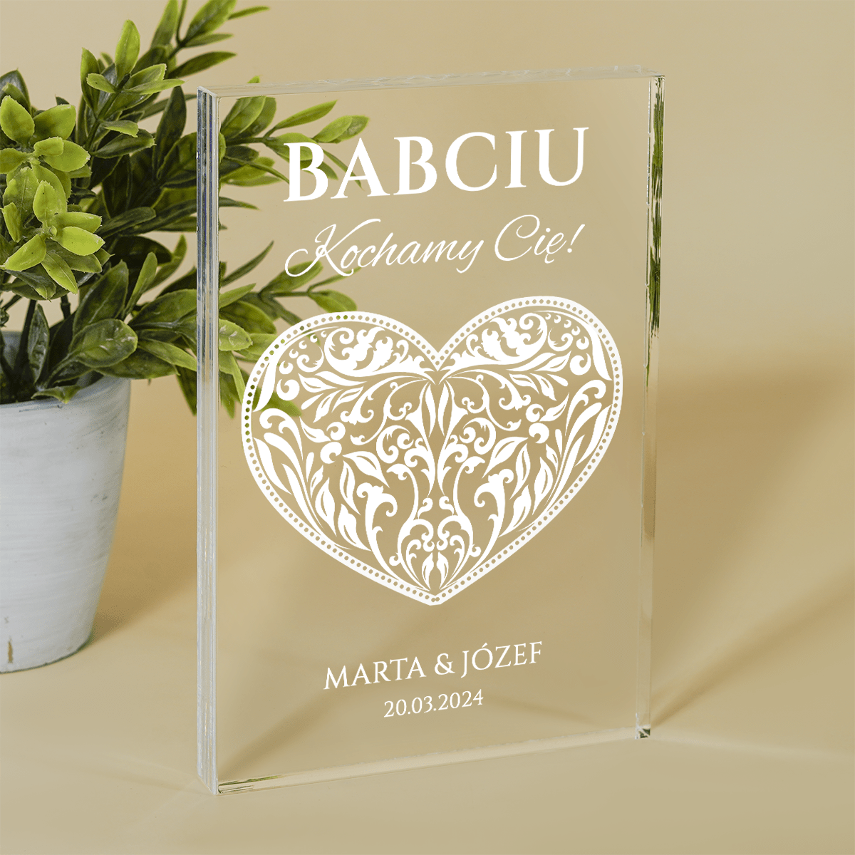 Serce dla naszej babci - Druk na szkle, spersonalizowany prezent dla babci - Adamell.pl