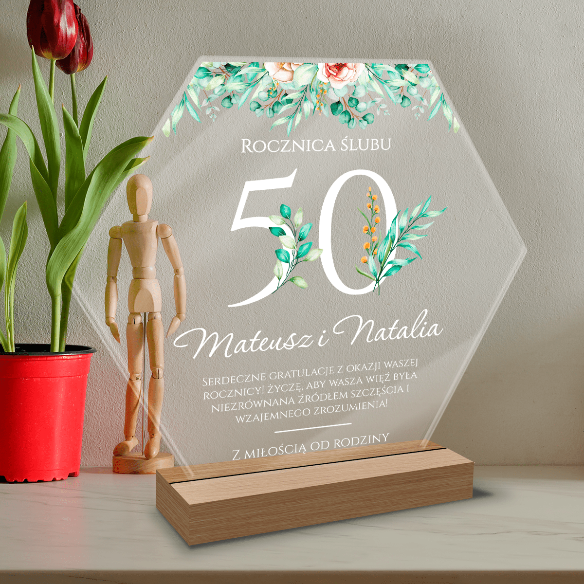 Serdeczne gratulacje - Druk na szkle, spersonalizowany prezent dla pary - Adamell.pl