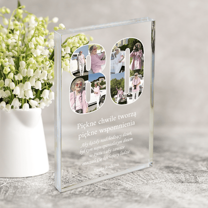 Serdeczne życzenia na 80. - Druk na szkle, spersonalizowany prezent dla babci - Adamell.pl
