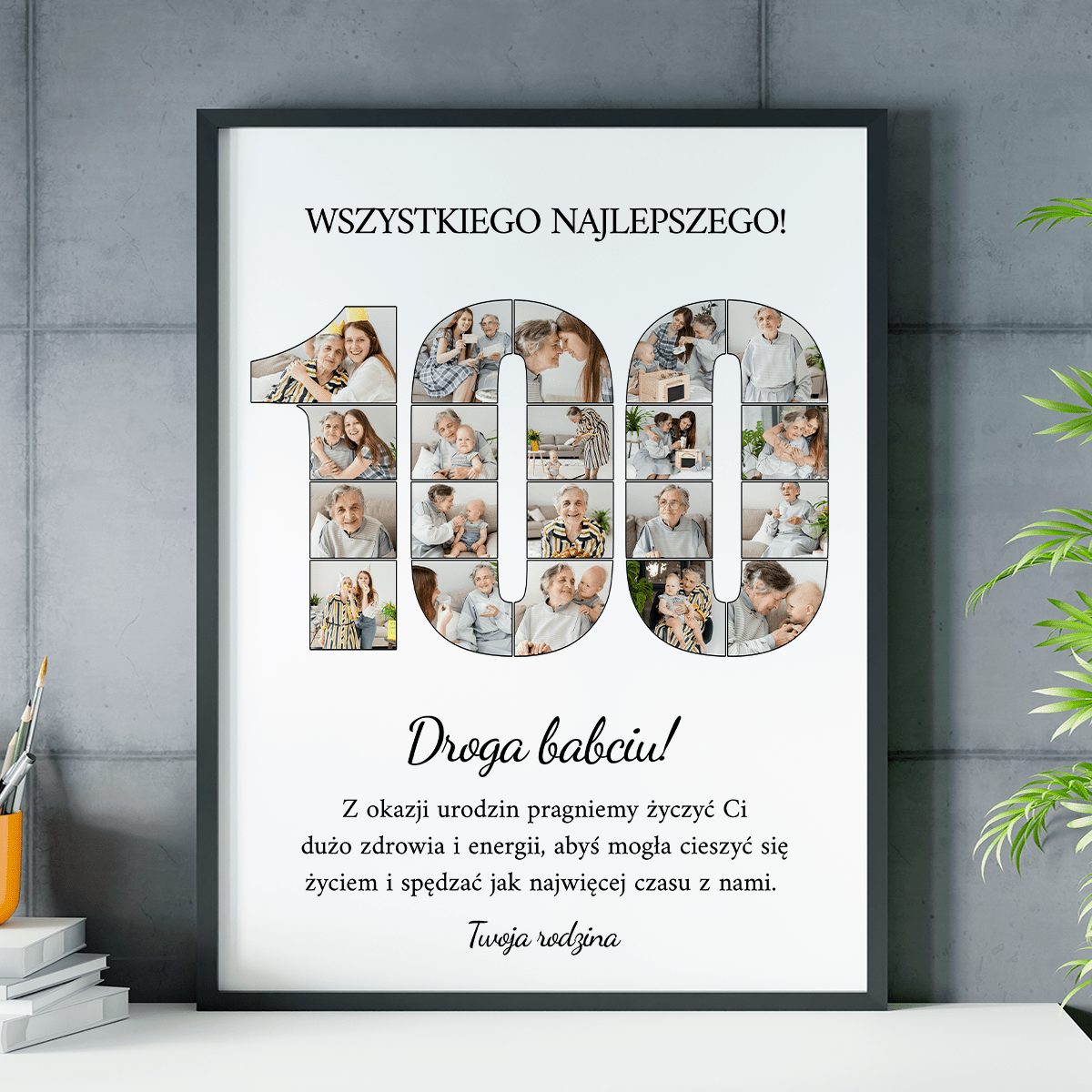 Setne urodziny - plakat, spersonalizowany prezent dla babci - Adamell.pl