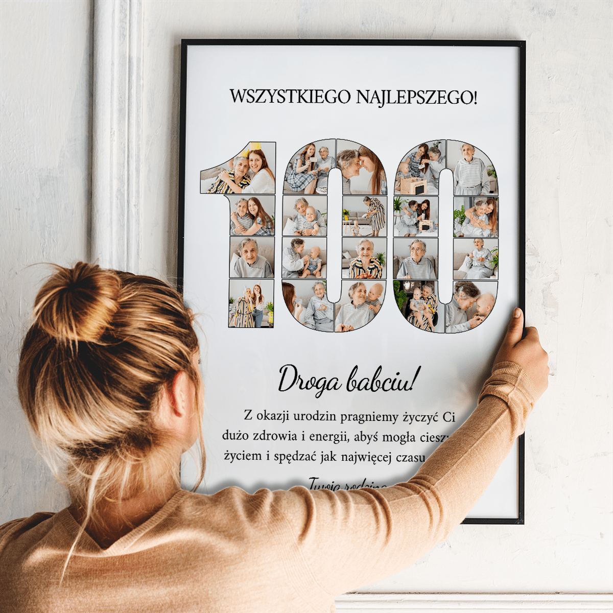 Setne urodziny - plakat, spersonalizowany prezent dla babci - Adamell.pl